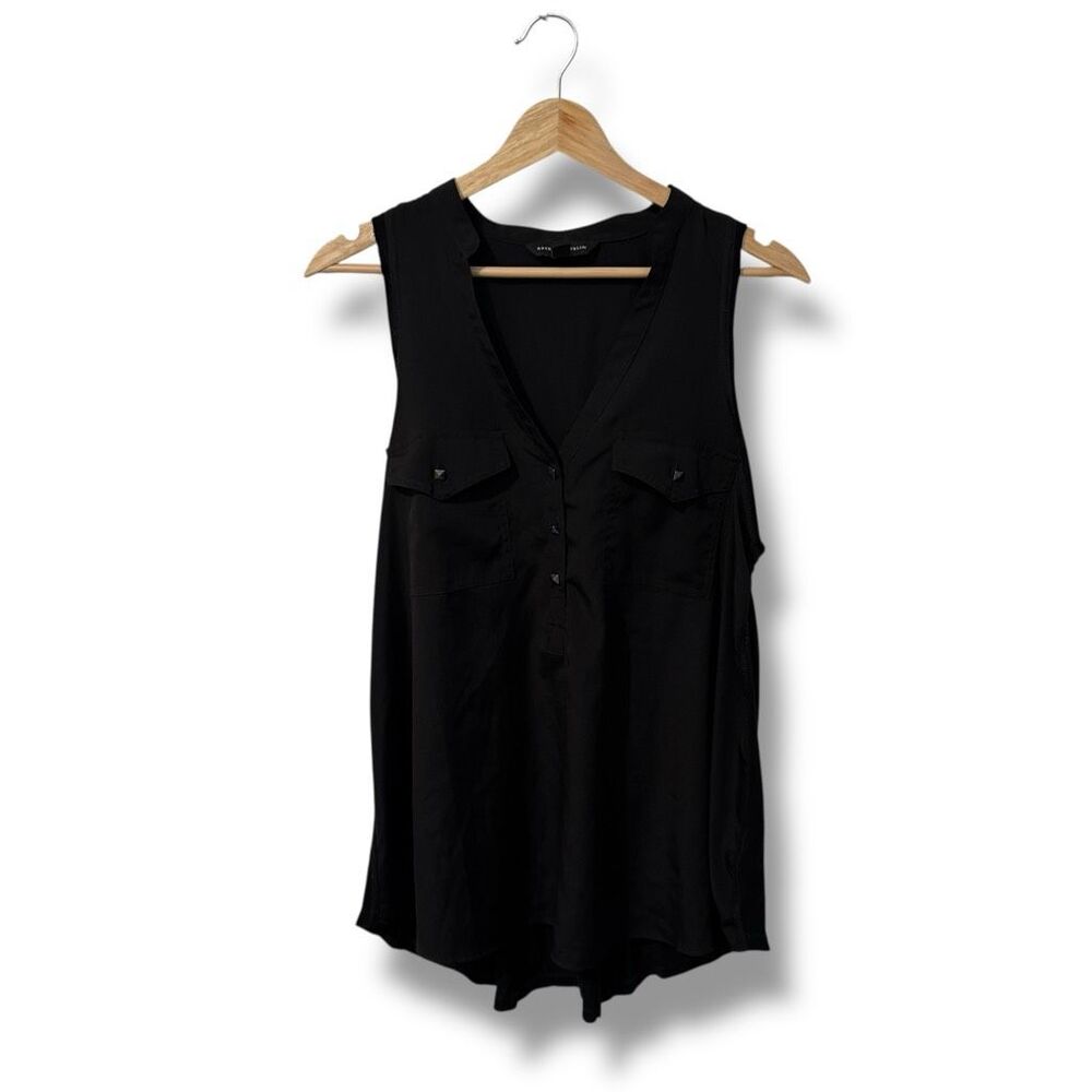 Rock & Republic Women's Black Sleeveless V-Neck Blouse Size Large